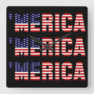 'MERICA US FLAG Square Wall Clock