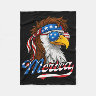 Merica Usa American Flag Bald Eagle 4th Of July Pa Fleece Blanket