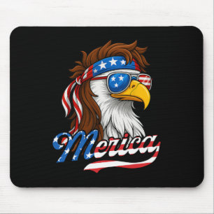 Merica Usa American Flag Bald Eagle 4th Of July Pa Mouse Pad