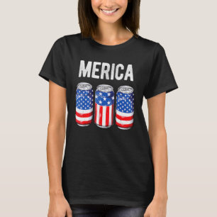 Merica Usa Drinking Beer American Us Flag 4th Of T-Shirt
