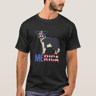 Merica Usa Flag Border Collie Dog Sunglasses 4th O T-Shirt