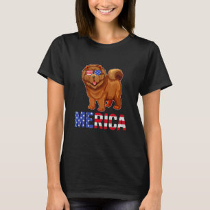 Merica Usa Flag Chow Chow Dog Sunglass Patriotic 4 T-Shirt