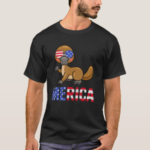 Merica Usa Flag Platypus Sunglasses Patriotic 4th T-Shirt
