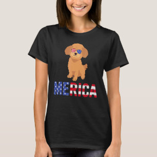 Merica Usa Flag Poodle Dog Sunglasses Patriotic 4t T-Shirt