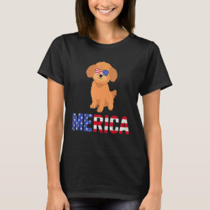 Merica Usa Flag Poodle Dog Sunglasses Patriotic 4t T-Shirt