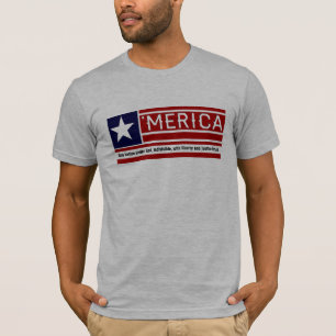 MERICA - USA Flag Shape Customizeable Text T-Shirt