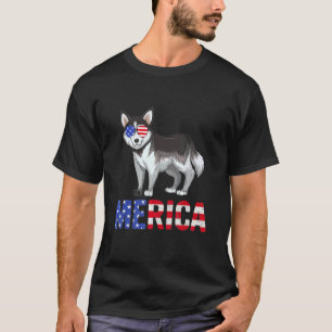 Merica Usa Flag Siberian Husky Dog Sunglasses 4th T-Shirt