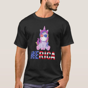Merica Usa Flag Unicorn Sunglasses Patriotic 4th O T-Shirt