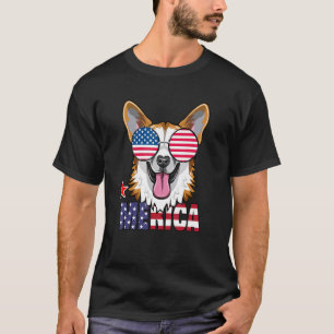 Merica Usa Flag Welsh Corgi Sunglasses Patriotic 4 T-Shirt