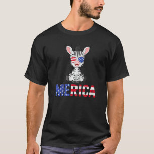 Merica Usa Flag Zebra Sunglasses Patriotic 4th Of T-Shirt