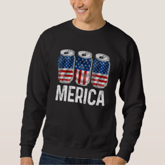 Merica Usa Retro Beer American Flag 4th Of July Me Sweatshirt