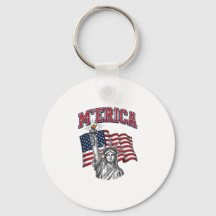 MERICA Vintage Liberty Patriotic Key Ring