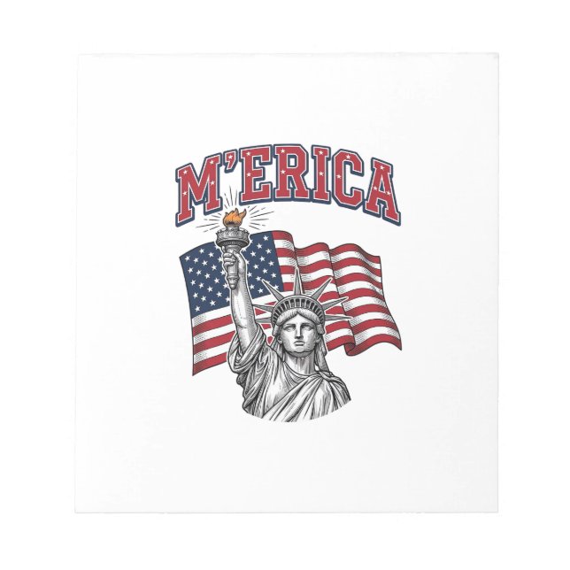 MERICA Vintage Liberty Patriotic Notepad (Front)