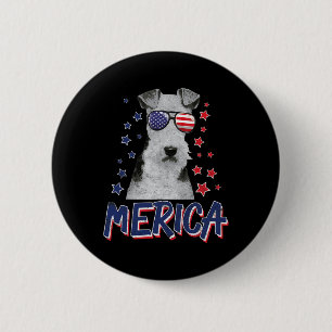 Merica Wire Fox Terrier Dog 4th Of July Usa Gift 6 Cm Round Badge