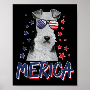 Merica Wire Fox Terrier Dog 4th Of July Usa Gift  Poster