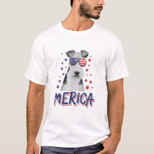 Merica Wire Fox Terrier Dog 4th Of July USA Gift  T-Shirt