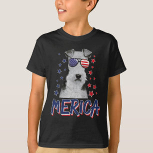 Merica Wire Fox Terrier Dog 4th Of July Usa Gift T-Shirt