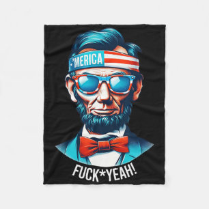 Merica Yeah Abraham Lincoln 4th Of July  Fleece Blanket
