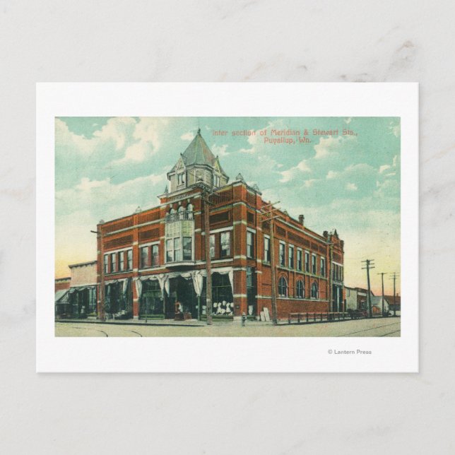 Meridian and Stewart Street Intersection View Postcard (Front)