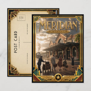 Meridian Mississippi Vintage Art Deco Golden Age Postcard