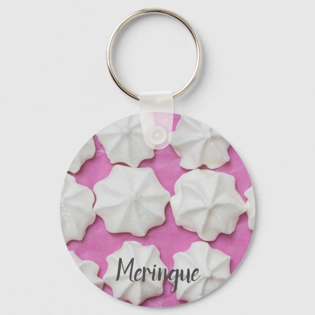 Meringues on pink paper gift key ring (Front)