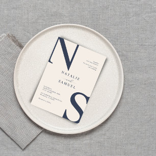 Merino Minimalist & Elegant Bold Initials Wedding  Invitation