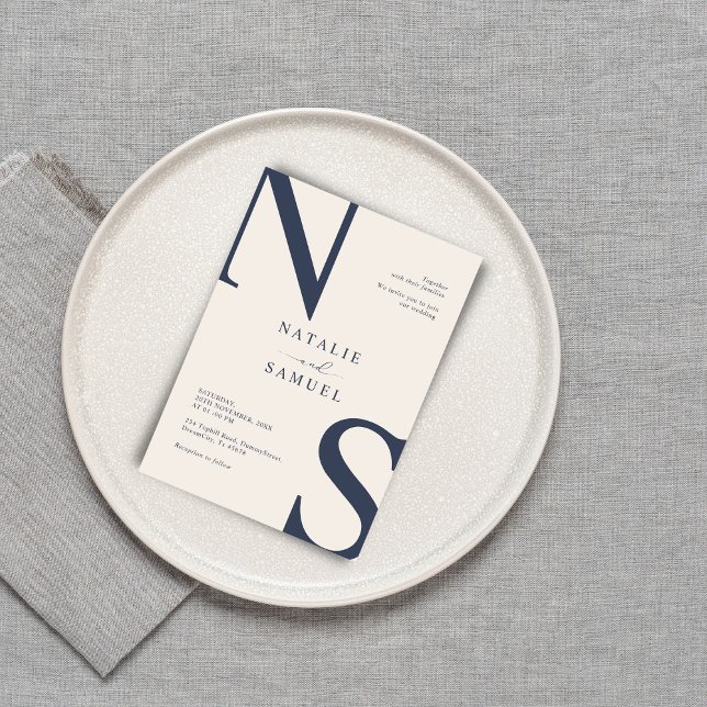Merino Minimalist & Elegant Bold Initials Wedding  Invitation (Creator Uploaded)