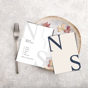 Merino Minimalist & Elegant Bold Initials Wedding RSVP Card