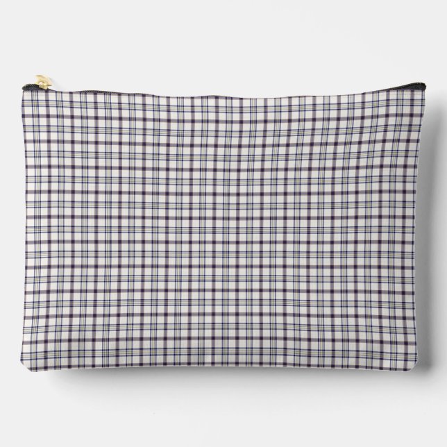 Merino White and Blue Zodiac Plaid Accessory Pouch (Front)