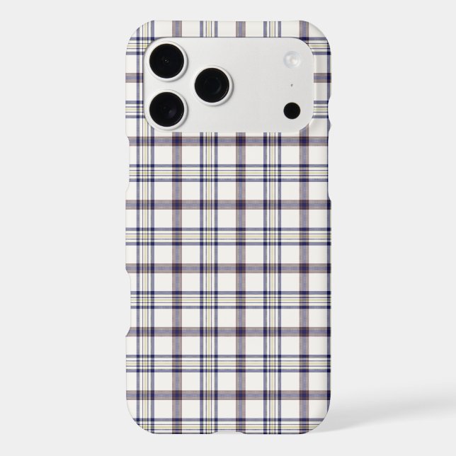 Merino White and Blue Zodiac Plaid iPhone Case (Back)