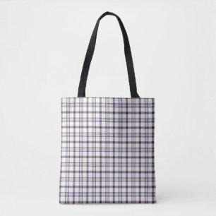 Merino White and Blue Zodiac Plaid Tote Bag