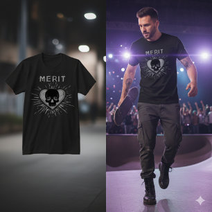 Merit Skull Heart Grunge Graphic T-Shirt