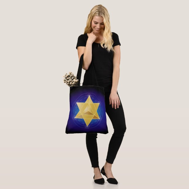 Merkaba Flower of Life Sacred Geometry Tote Bag (On Model)