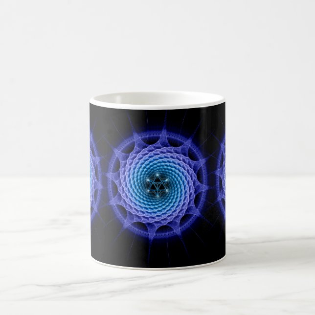 Merkaba Spiral Mandala Blue ( Fractal Geometry ) Coffee Mug (Center)