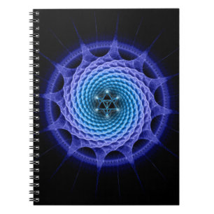 Merkaba Spiral Mandala Blue ( Fractal Geometry ) Spiral Notebook
