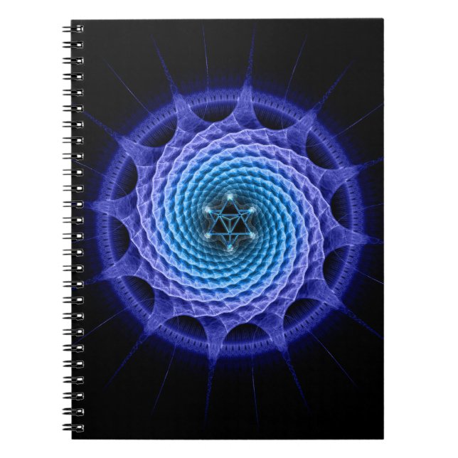 Merkaba Spiral Mandala Blue ( Fractal Geometry ) Spiral Notebook (Front)