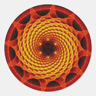 Merkaba Spiral Mandala Red Fractal Sticker