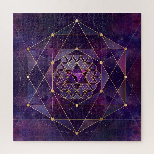 Merkabah in flower of life - Sacred Geometry Jigsaw Puzzle (Vertical)