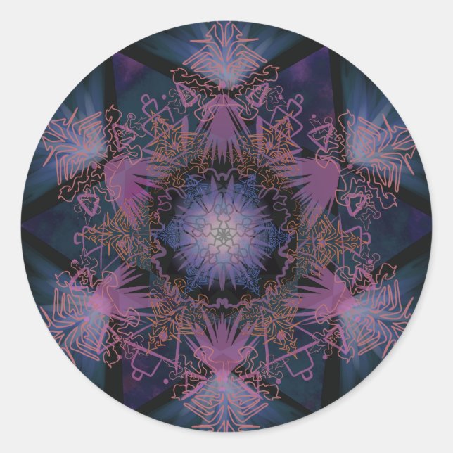 Merkabah Mandala Pattern Classic Round Sticker (Front)