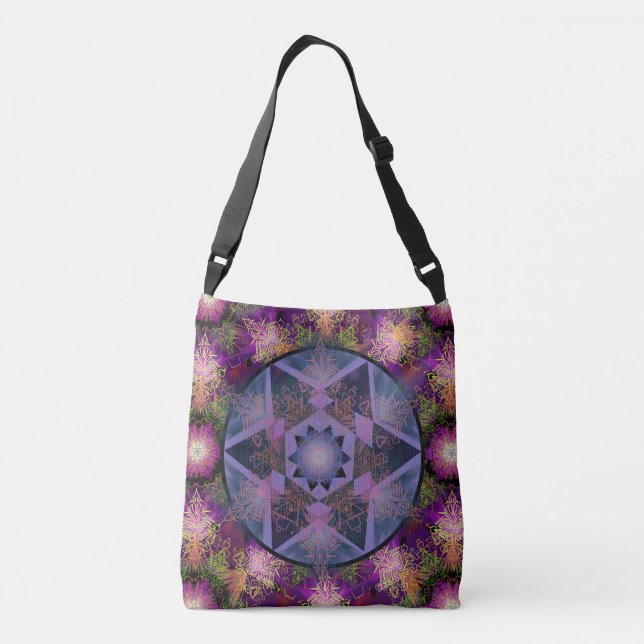Merkabah Mandala Pattern Crossbody Bag (Back)