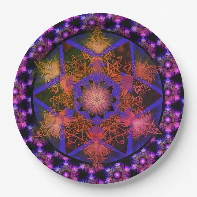 Merkabah Mandala Pattern Paper Plate (Front)