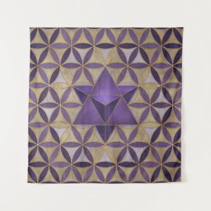 Merkabah on Flower of life pattern Tapestry