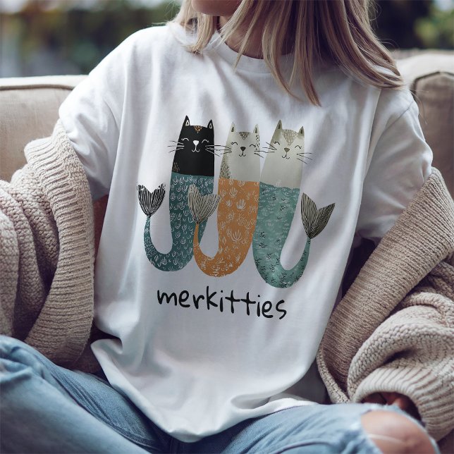 Merkitties Cute Cat Mermaid T-Shirt (Creator Uploaded)