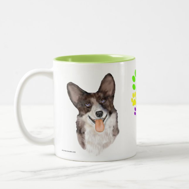 Merle Cardigan Corgi Two-Tone Coffee Mug (Left)