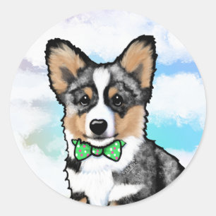 Merle Corgi Classic Round Sticker