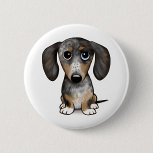 Merle Dapple Dachshund Cute Wiener Dog   6 Cm Round Badge