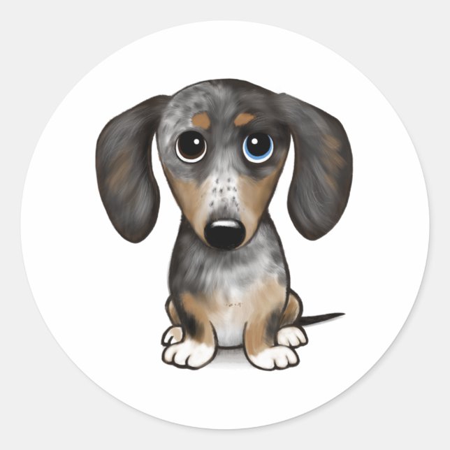 Merle Dapple Dachshund Cute Wiener Dog   Classic Round Sticker (Front)