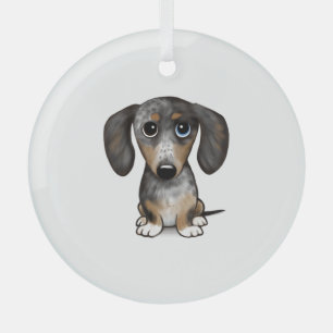 Merle Dapple Dachshund Cute Wiener Dog   Glass Tree Decoration