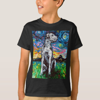 Merle Great Dane Starry Night Impressionist Dog Ar T-Shirt