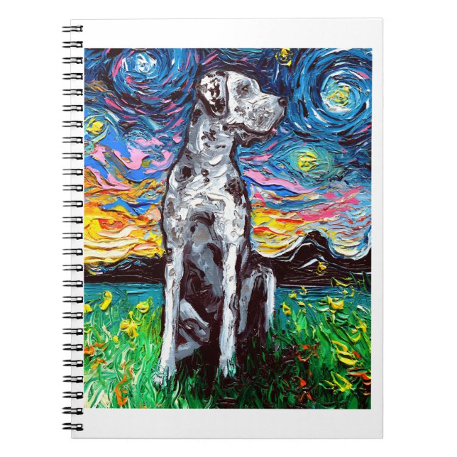Merle Great Dane Starry Night Impressionist Dog Notebook (Front)
